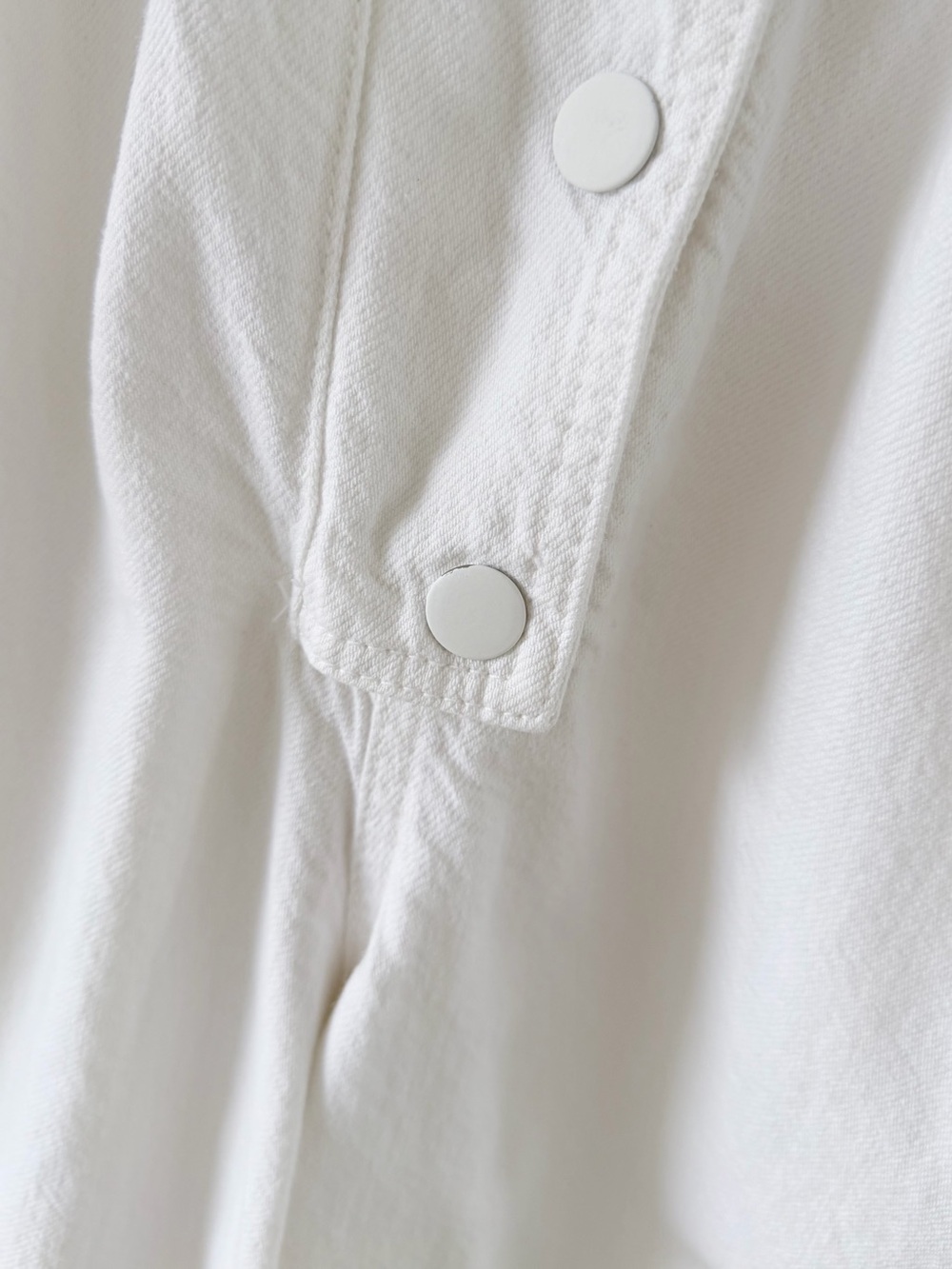 Zara White Denim Utility Jumpsuit Sleeveless Barrel Leg Snap Front Size M - Picture 9 of 11